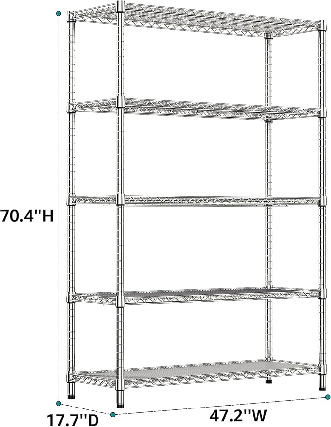 IZEUK 4250 LBS Garage Shelving Wide Storage Shelves 5 Tier Metal Shelves Heavy