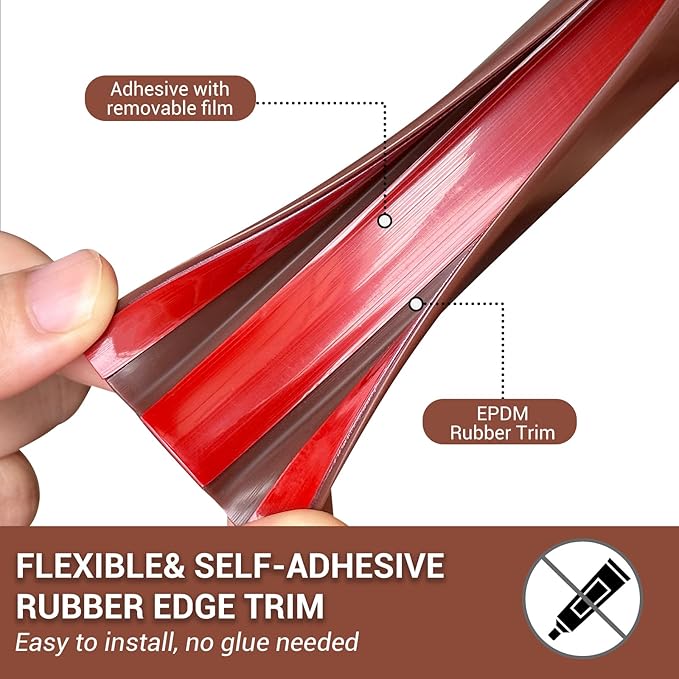 Rubber Edge Trim, Flexible Self Adhesive U Shaped Peel and Stick Edge Banding