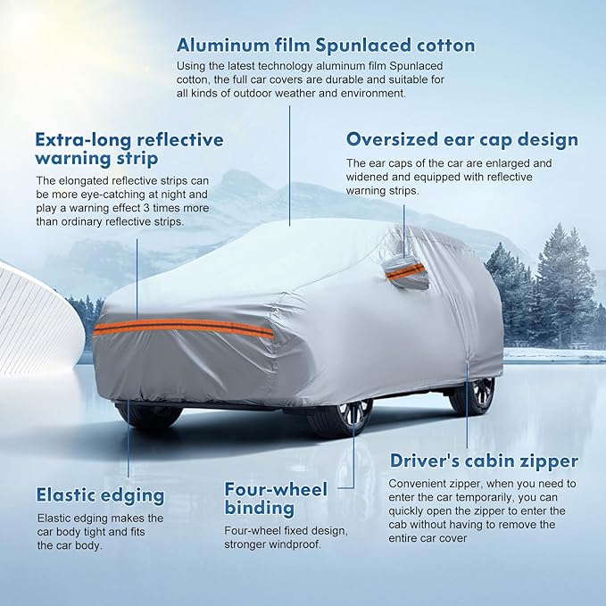 KEYOOG 6-Layer Full Car Cover is All-Weather Waterproof, Fit