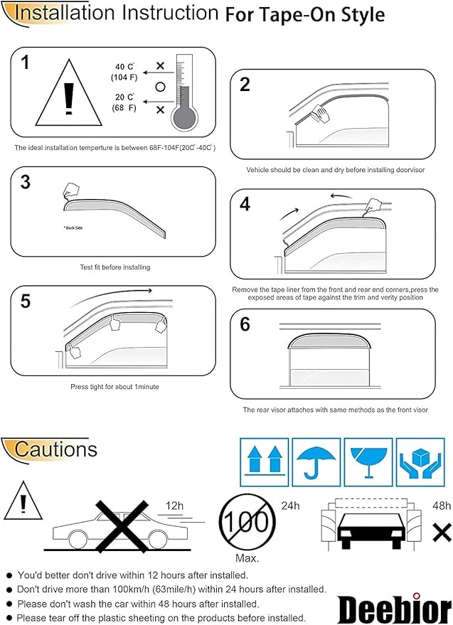Original Side Rain Guards, Window Visors Compatible