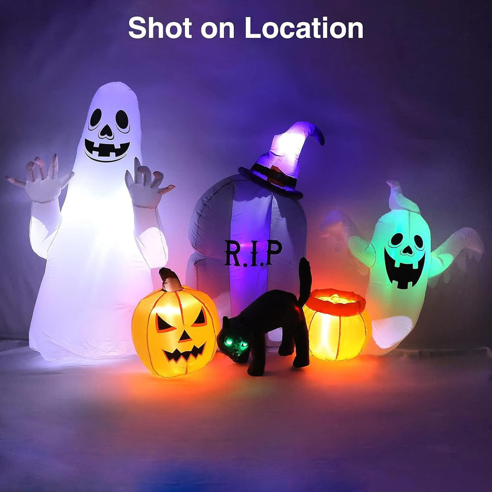 MGparty 8FT Halloween Inflatable Ghost Cat Pumpkin