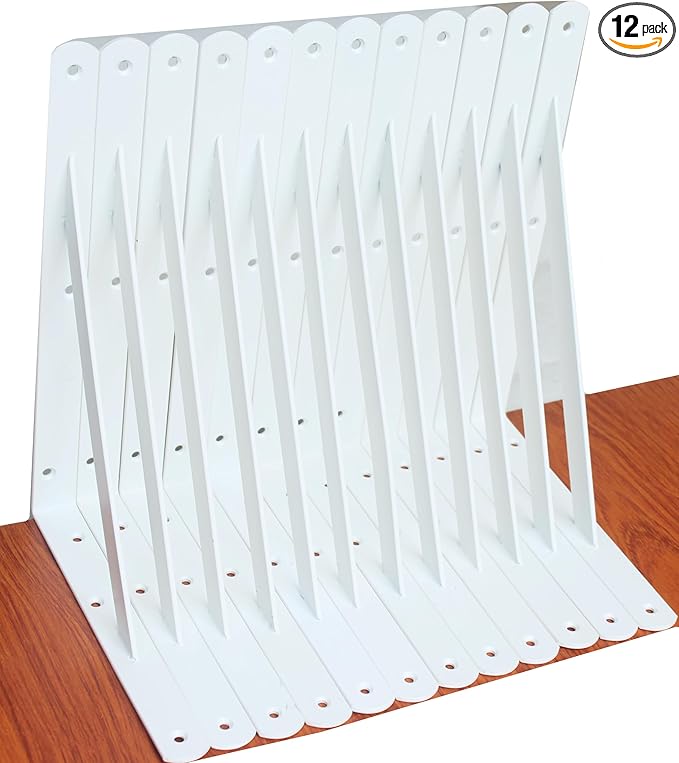 12 Pack L14 x H 10" White Heavy Duty Shelf Brackets