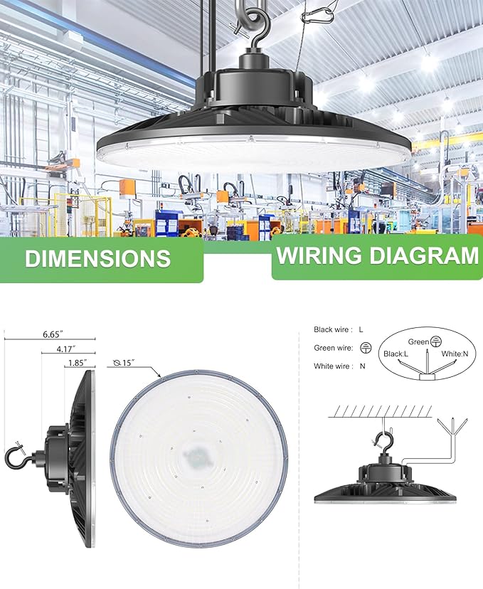 240W/200W/150W UFO LED High Bay Light, UL & DLC Listed 5000K Daylight 336...