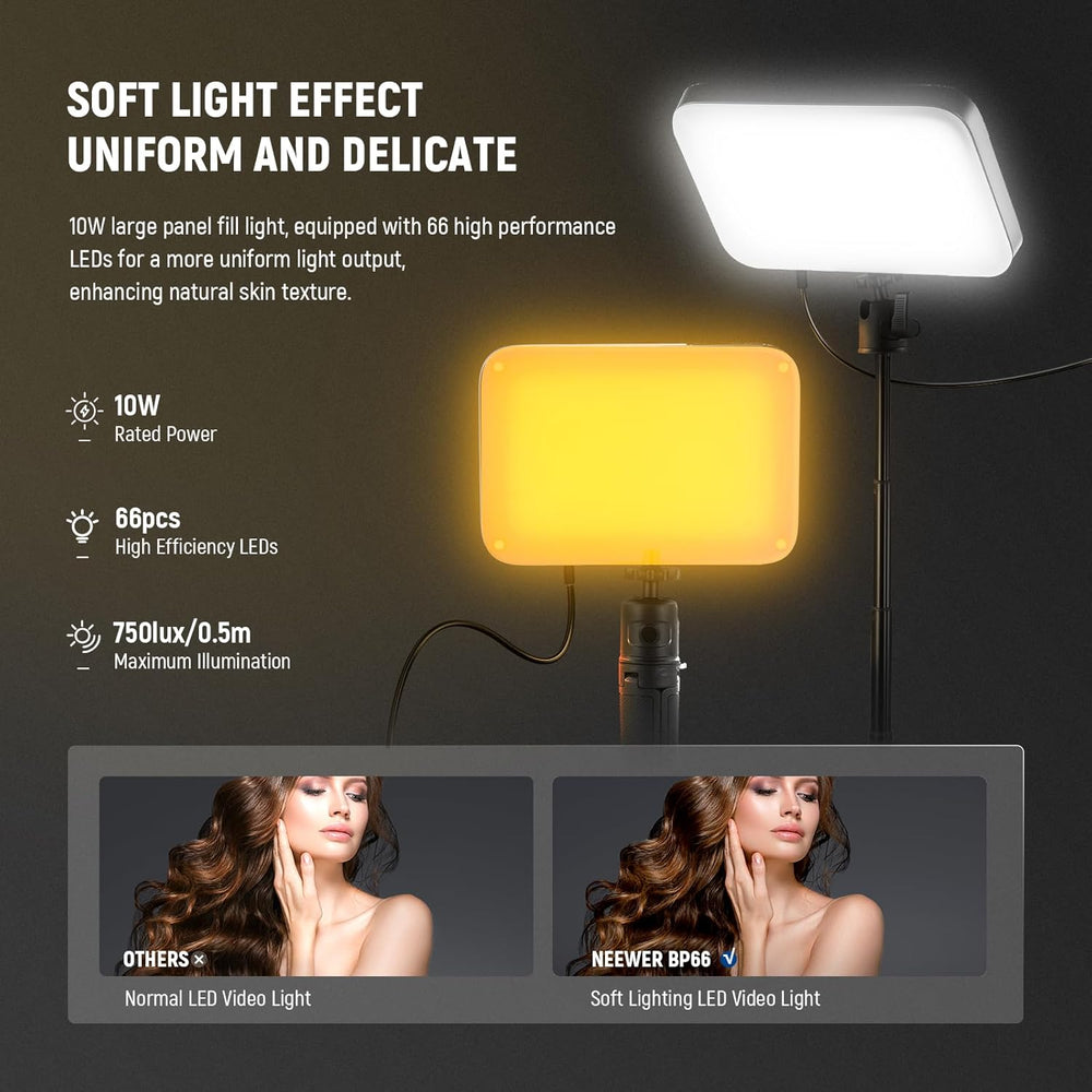 NEEWER Basics BP66 2 Pack LED Video Panel Light, Video Conference Lighting