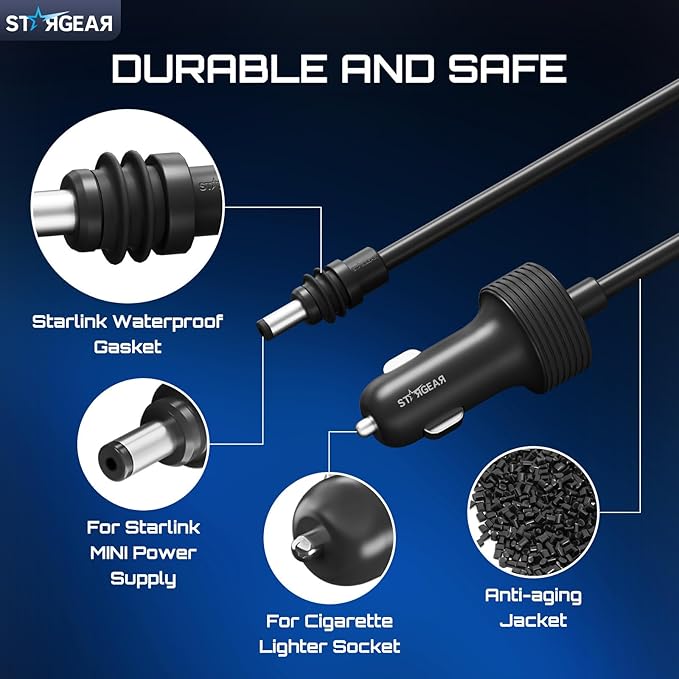 Starlink Mini Cable 12V 5M/16.4FT, Starlink Mini Accessories 16AWG Cigarette