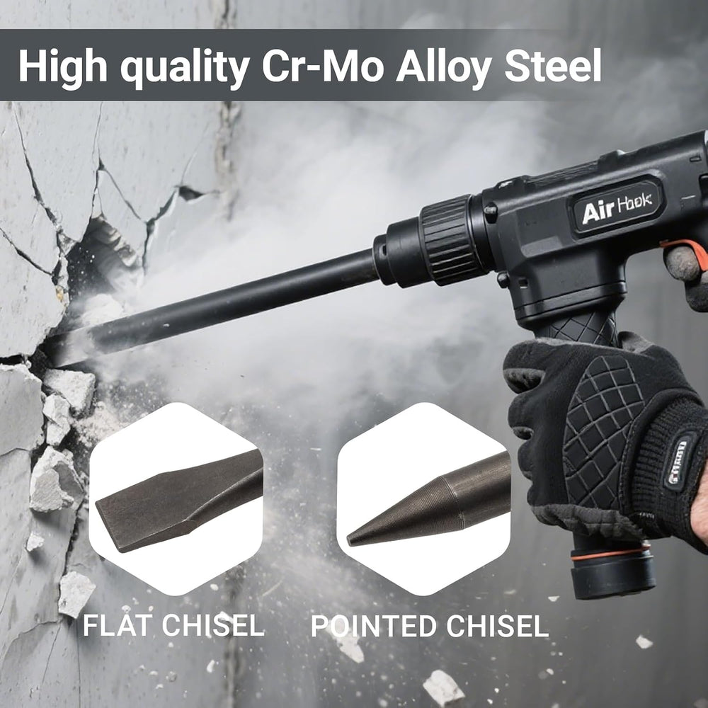 22‑Piece Air Hammer Bits Set,0.401 Inch Shank Pneumatic Chisel Bits Kit,Cr-Mo...