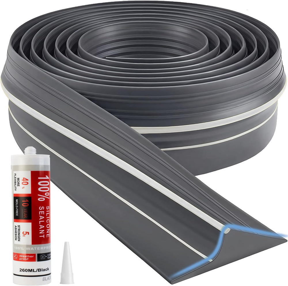 Jin&Bao Gray Garage Door Threshold Seal 10FT Rubber Strip & 1 Adhesive