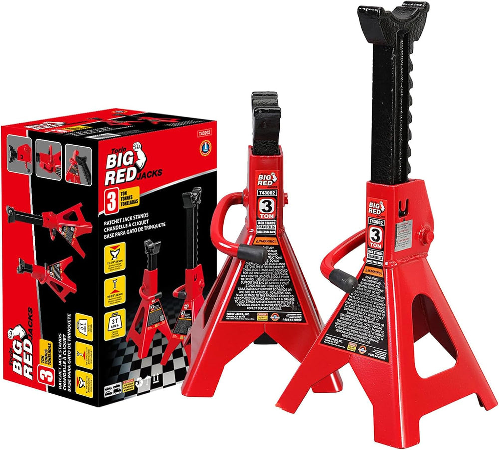 Big RED 3 Ton (6000 LBs) Jack Stands, with Adjustable Lock Car Jack Stand, Fi...