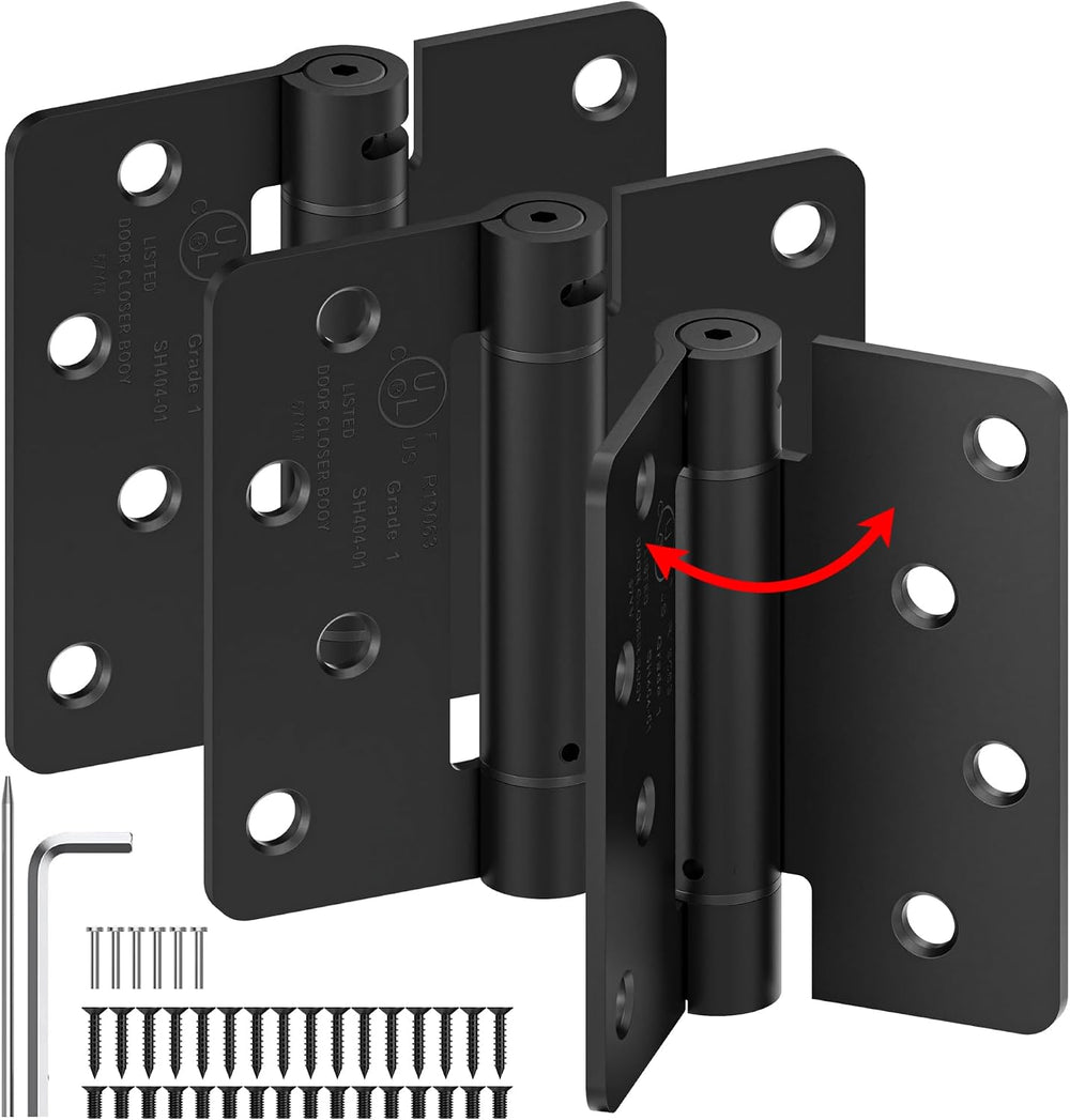 4 Inch Self Closing Door Hinges,3-Pack Spring Hinges,1/4" Radius Corners