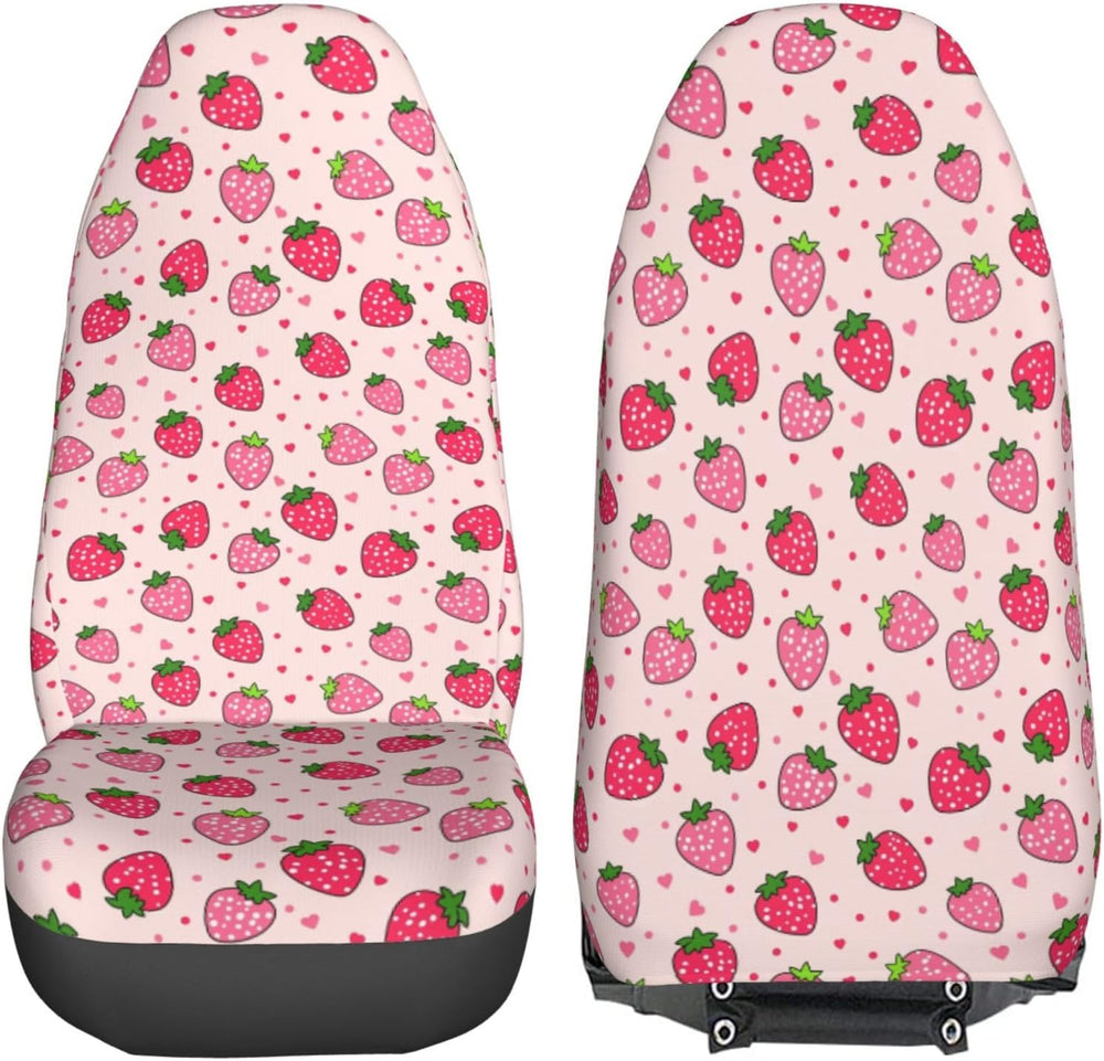 Dujiea Pink Strawberry 2 Pcs Universal Auto Seat Covers Front Seats Only, Veh...