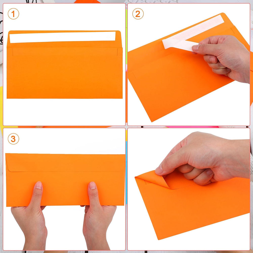 Outus 500 Pcs #10 Colored Envelopes Business Adhesive,Neon Color