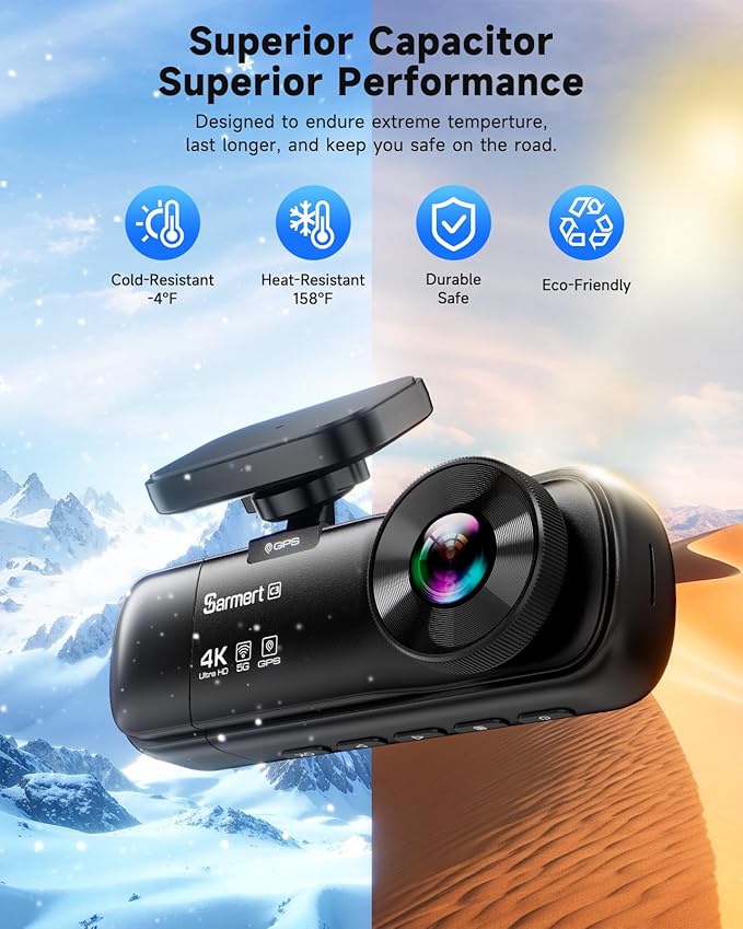 3 Channel Dash Cam, SARMERT 4K Dash Cam Front Inside and Rear