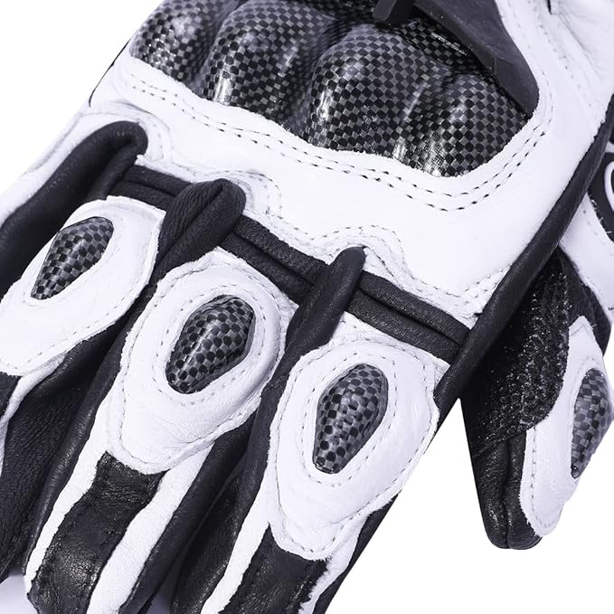 Harssidanzar Breathable Leather Motorcycle Gloves Touchscreen