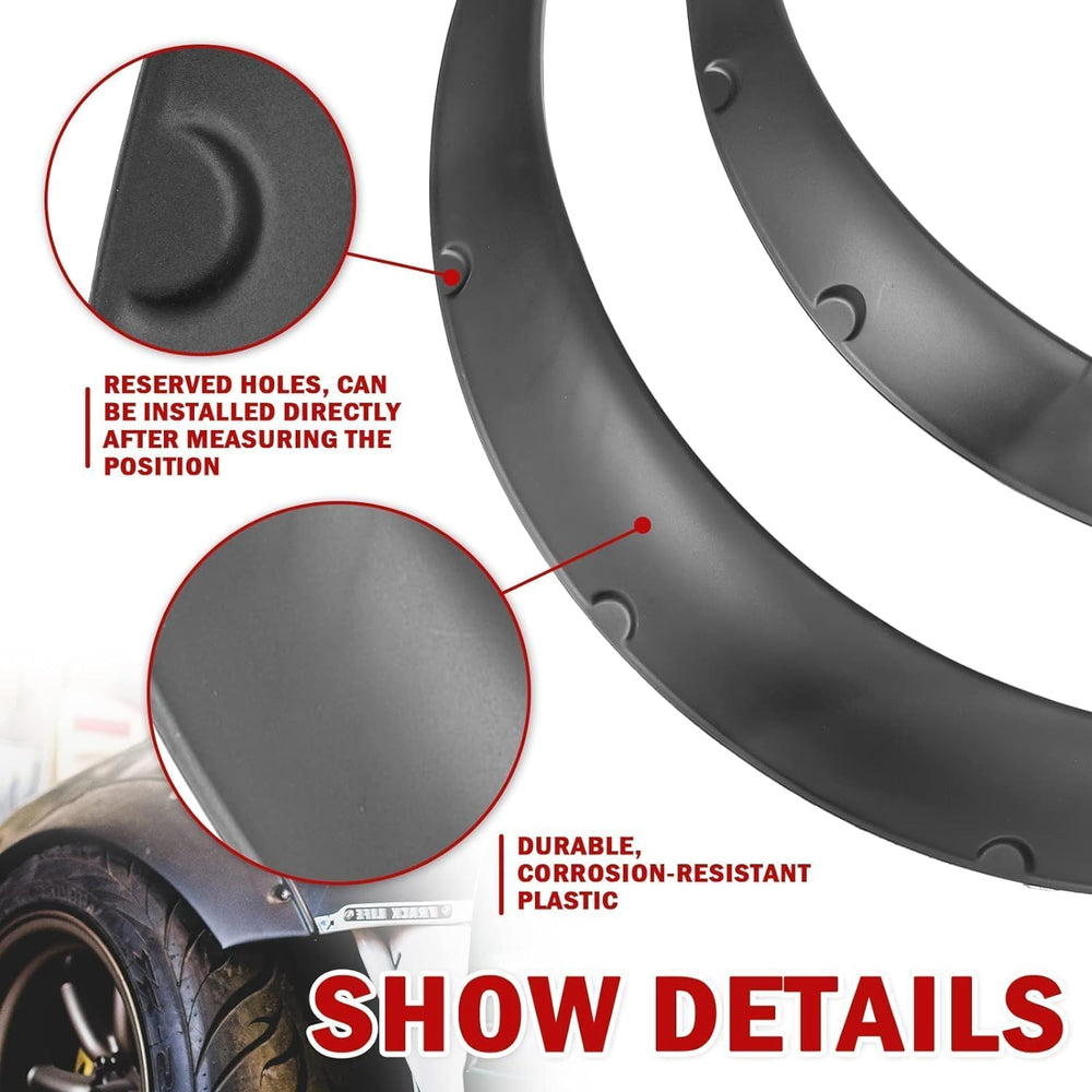BLACKHORSE-RACING 4Pcs 3.5"/90mm Universal Car Wheel Fender Flares Wide ...