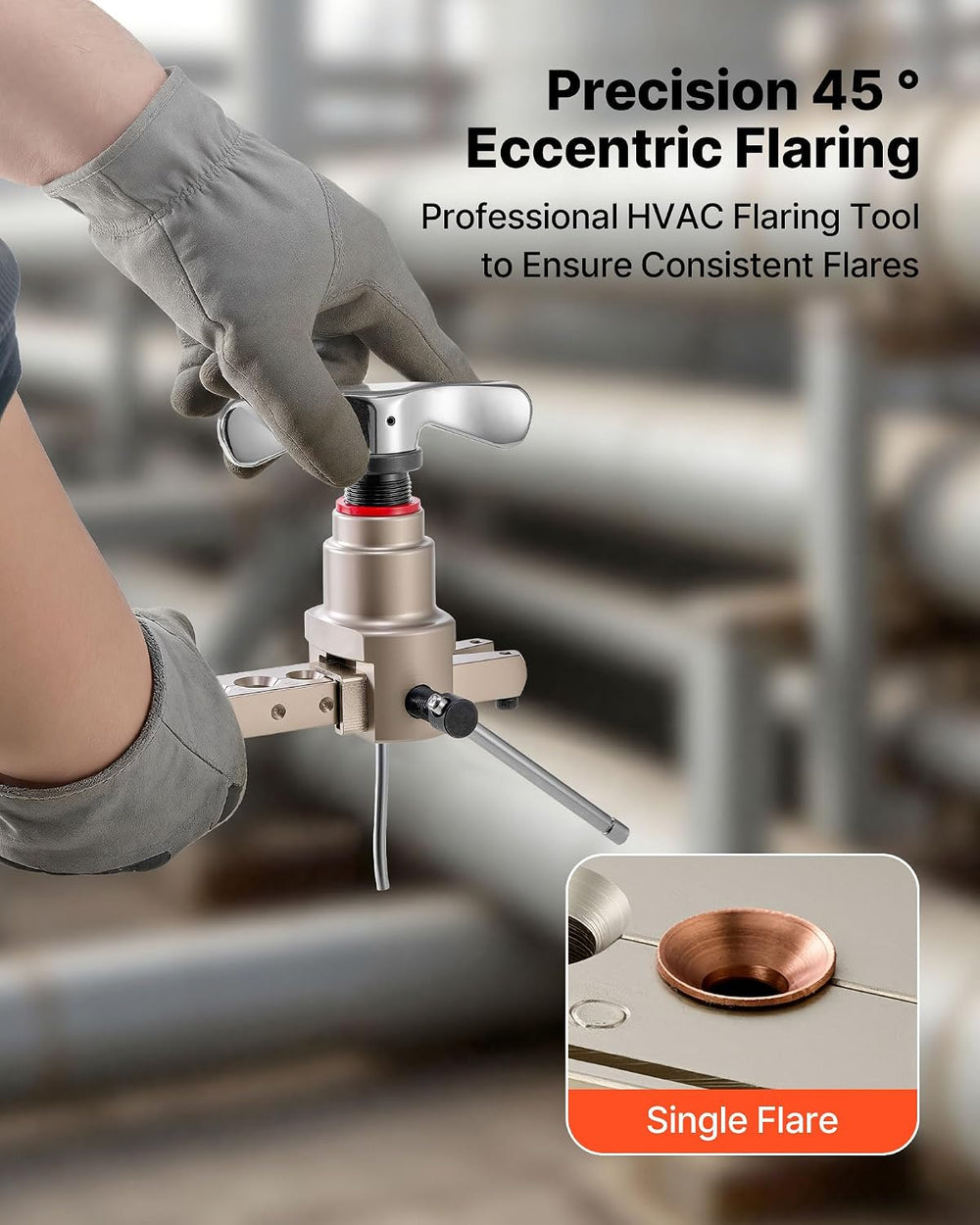 VEVOR Flaring Tool HVAC, 45° Eccentric Single Flaring Tool for 1/4"-3/4&...