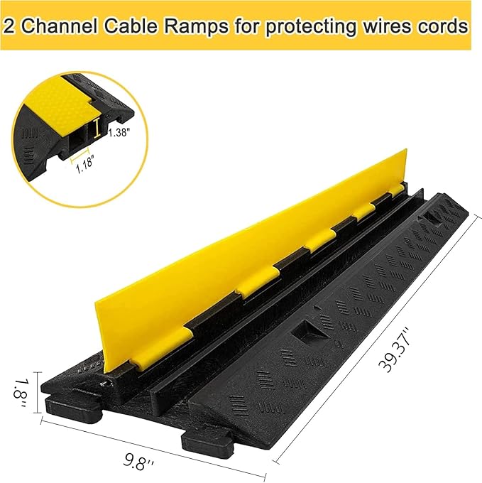 CXRCY Cable Ramp 4 Pack 2 Channel 11000lbs axle Capacity Floor Cable Cord
