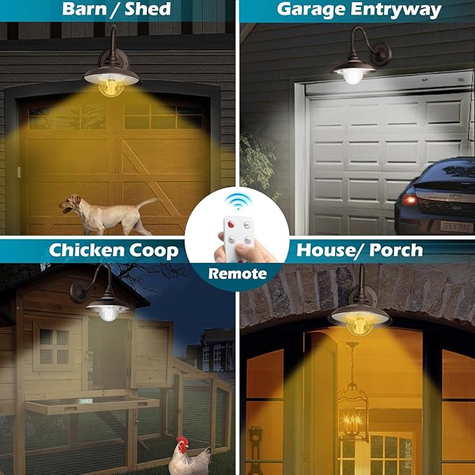 SIEDiNLAR Solar Barn Light Outdoor 3 Modes 2 Lighting, Aluminum Gooseneck Wall