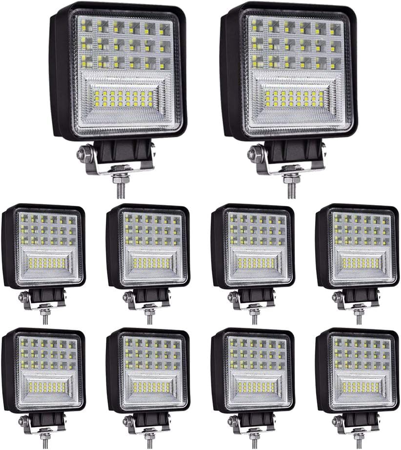 WINBANG LED Light Pods, 4 inch 126W Square LED Work Light, 12V 24V Spot/Flood...