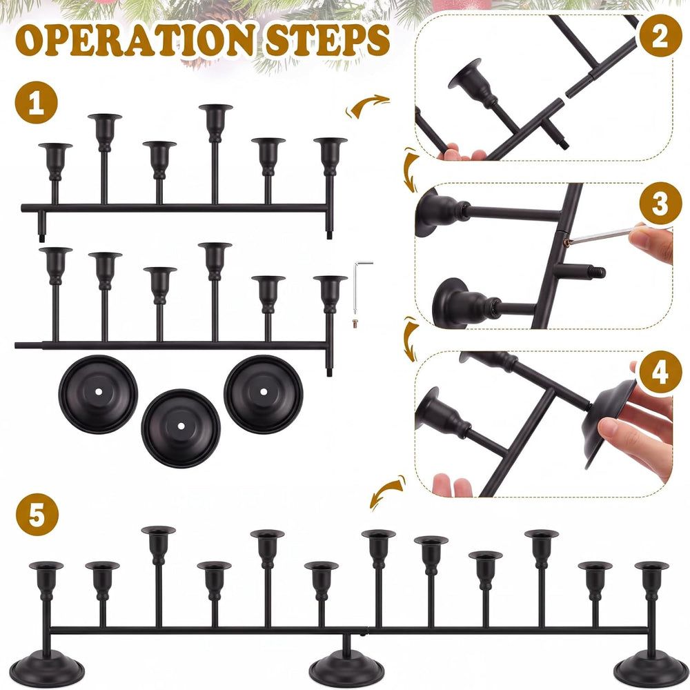 Chengu Black Candelabra 12 Arm Vintage Halloween Candle Holders Centerpiece