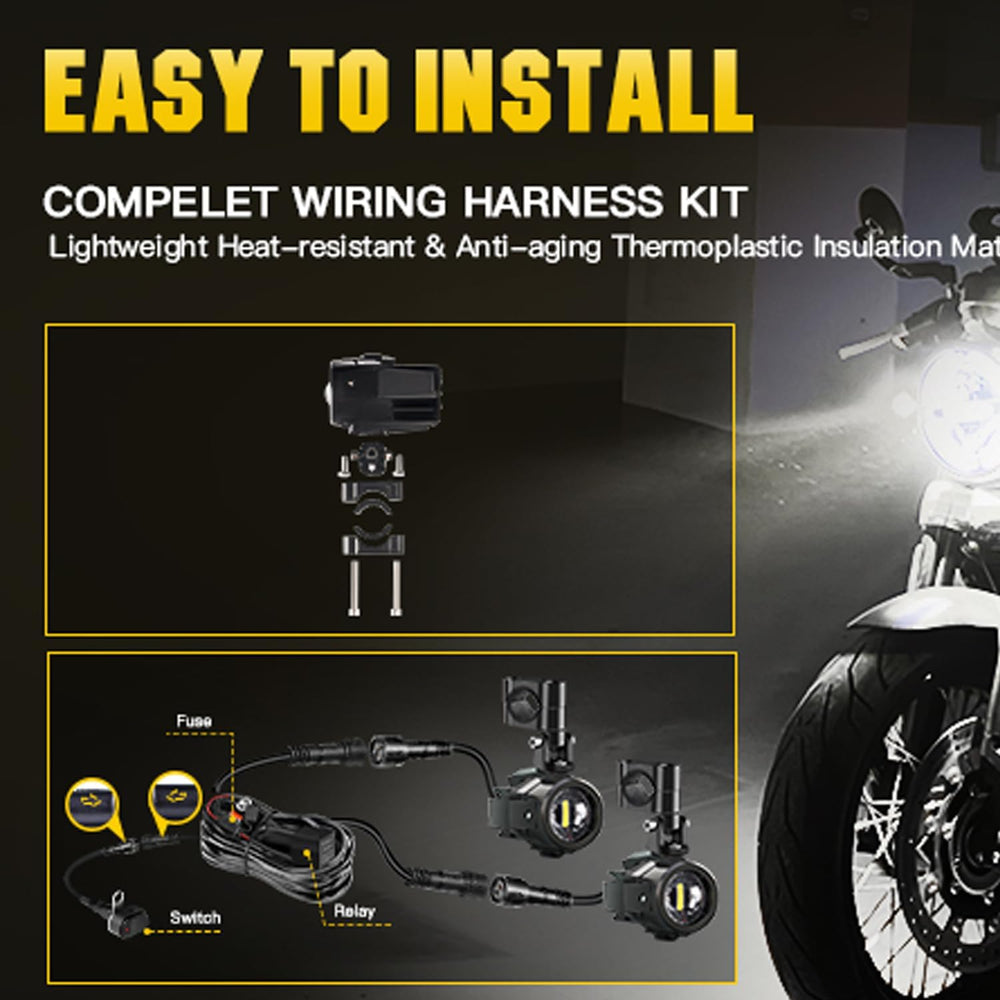 Motorcycle Auxiliary Lights Fog Lights Driving Lights Kit