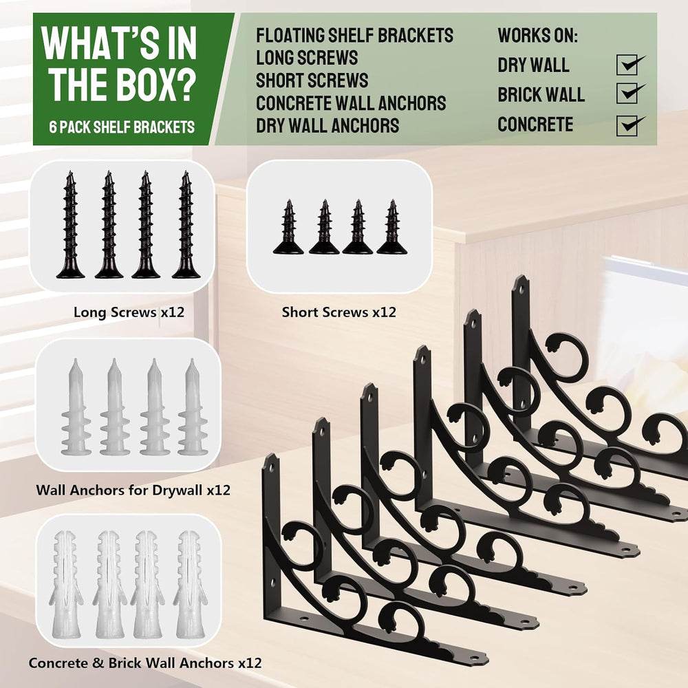 L Shelf Brackets for 12" - 14" Board, Floating Shelf Bracket Heavy ...