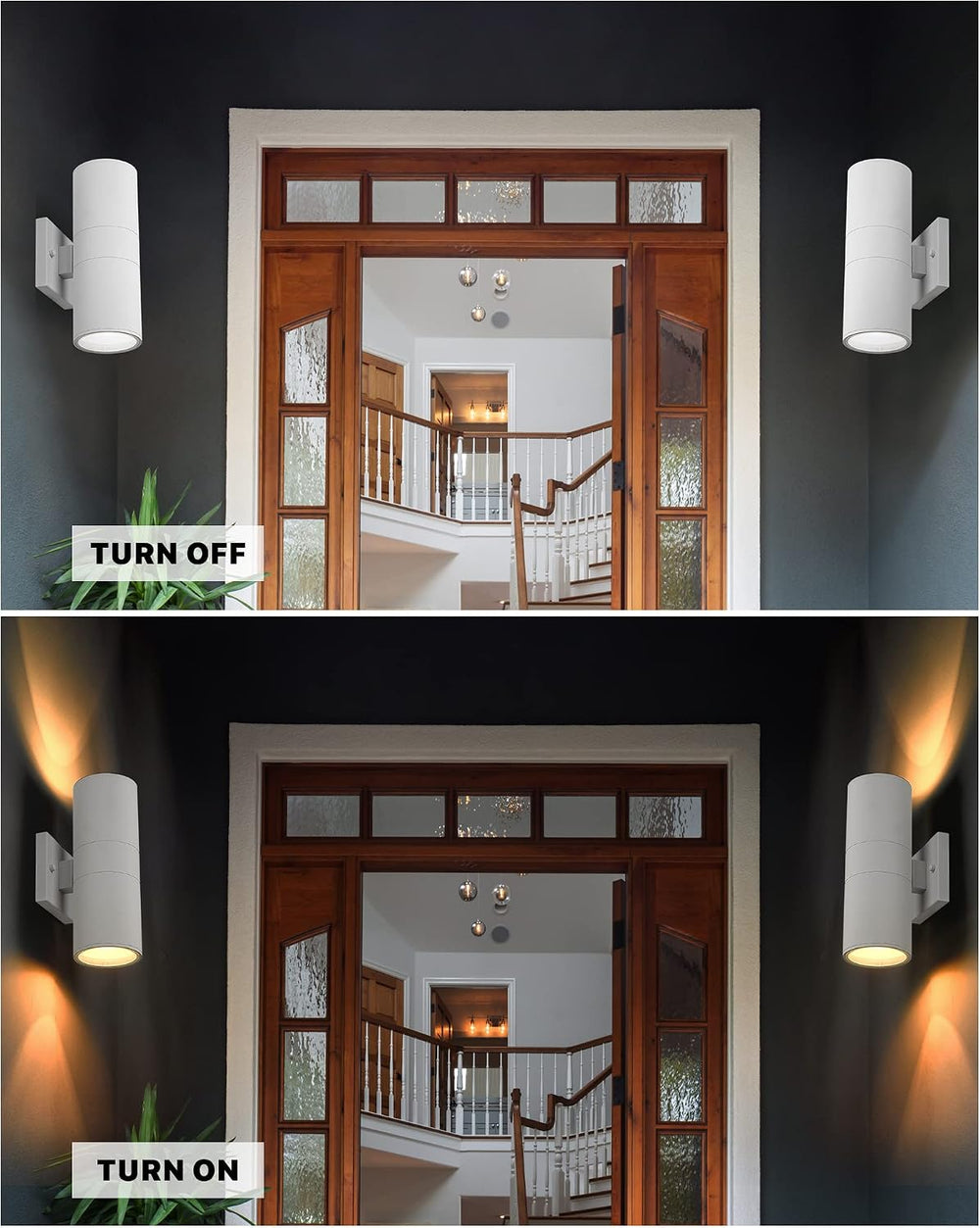 Ken & Ricky Cylinder Outdoor Wall Sconce Lights,Up and Down,White,1 Pack