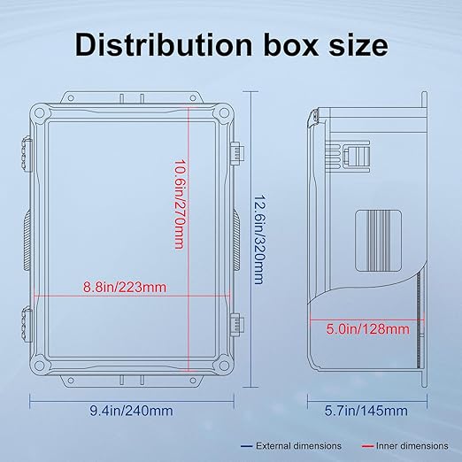 Outdoor Electrical Junction Box, ABS Water Resistant Enclosure