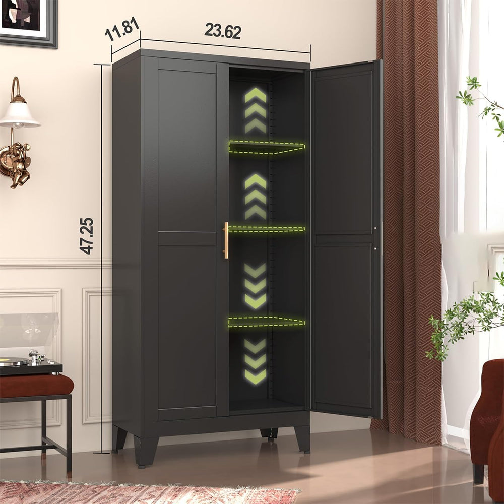GAIOUS Metal Storage Cabinet, Black Pantry Storage Cabinets with 2 Door