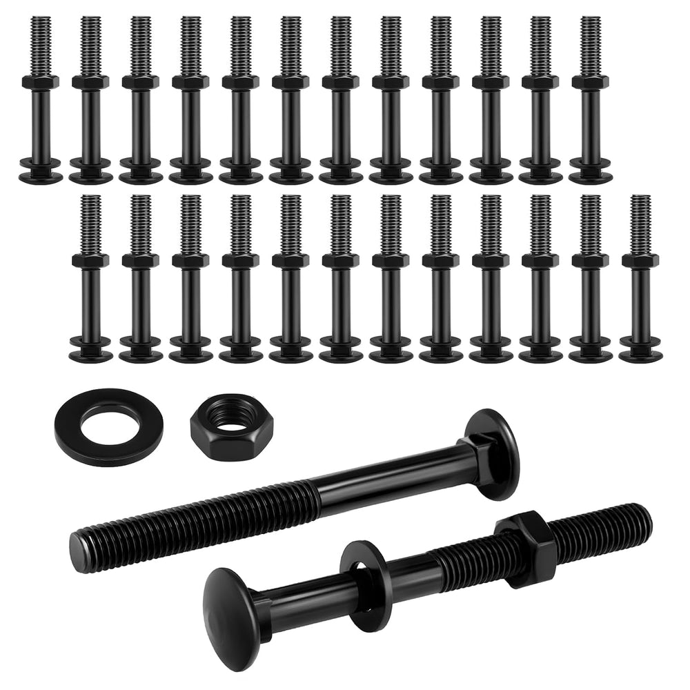 Zonon 24 Sets Carriage Bolt, Black, 1/2 x 4 Inch