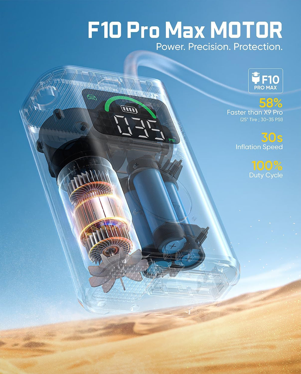 Fanttik X10 Pro Max 150PSI Tire Inflator for SUV, 36s Fast Inflate Air Pump