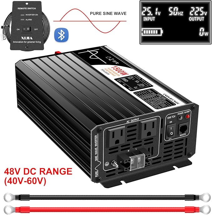 Xijia 1500W LCD-Dispaly 48v to 120v Pure sine Wave 60HZ Solar Inverter