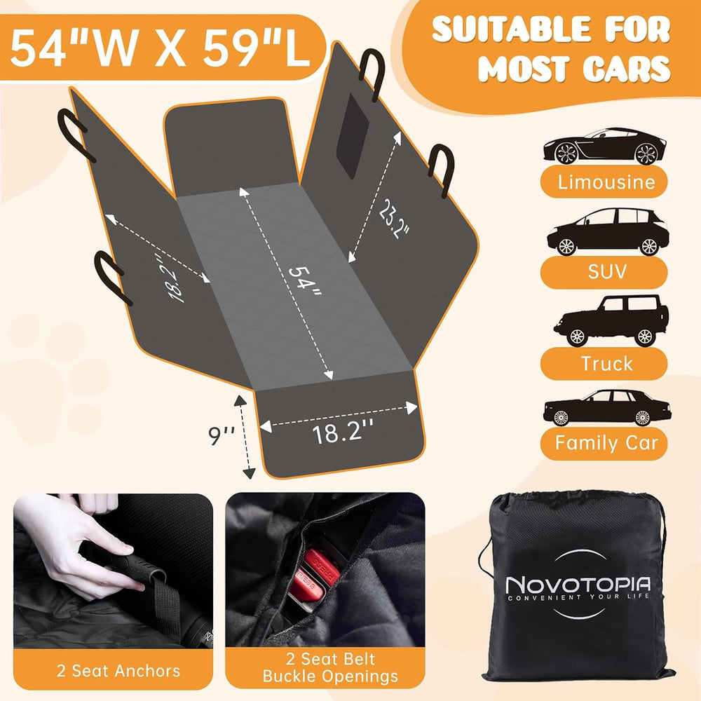 Dog Car Seat Cover for Back Seat 100% Waterproof, Long-Lasting and Soft Nonsl...