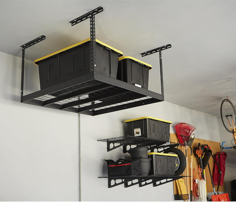 Klutch Overhead Garage Storage Rack, Adjustable Height, 350-Lb. Capacity