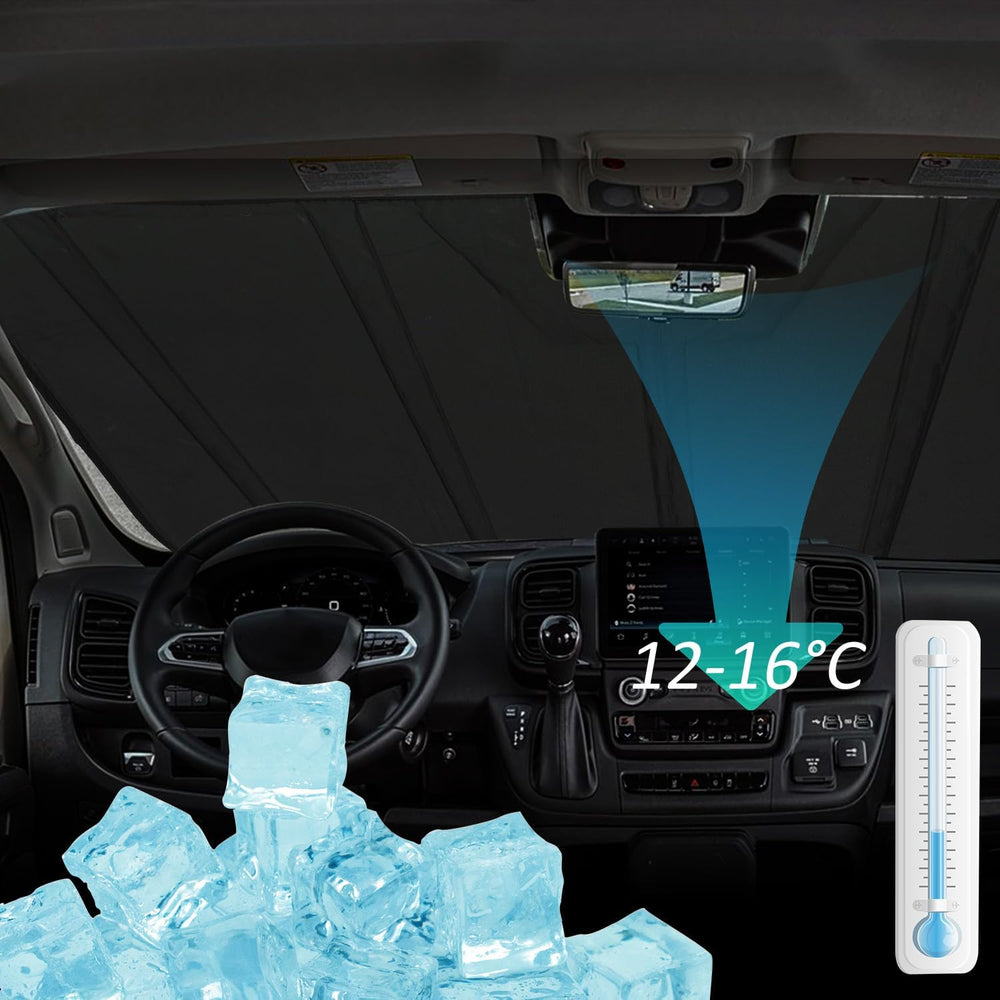 ROCCS Thickest Windshield Sun Shade fit for 2014-2026 Dodge RAM ProMaster Ful...