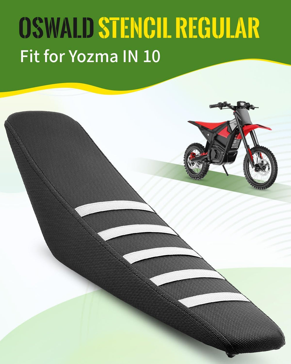 Seat Cover Fit for Yozma in 10, White Stripe Non-Slip Motorcycle Cushion Cove...
