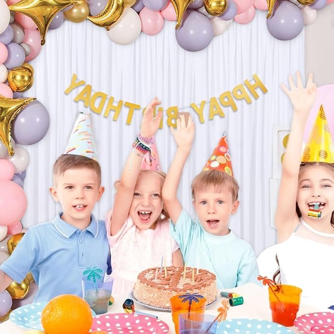 10 x 10 Feet White Backdrop Curtain for Partie, Background Curtains for Photo...