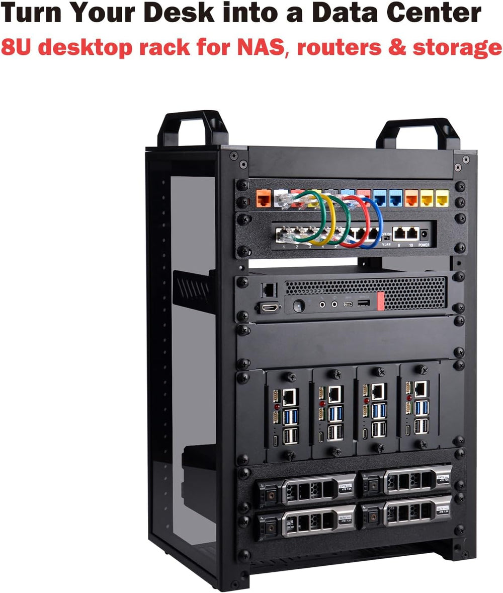 GeeekPi 8U Network Rack, 10 inch Mini Server Rack for Network, Servers, Audio...