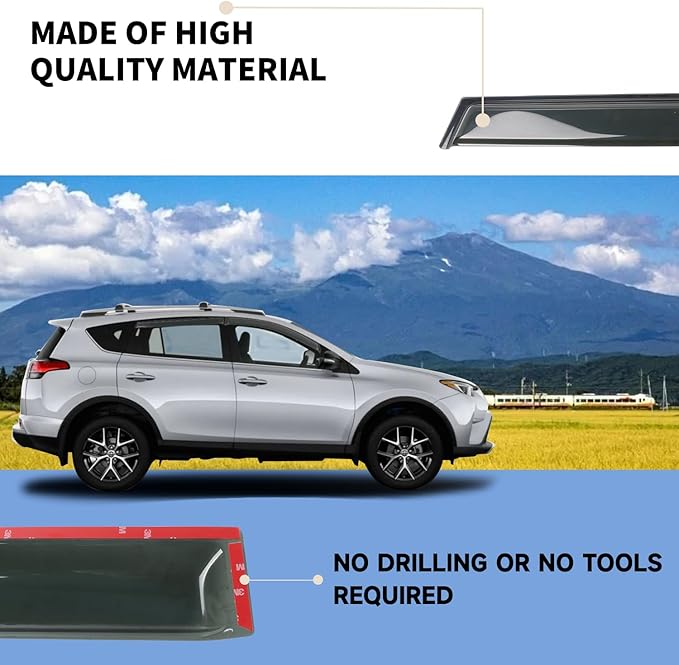 4PCS Rain Guards Fit for 2013-2018 Toyota RAV4 LE XLE SE, Tape-on Outside Mount