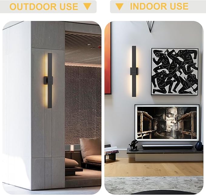 Black Modern LED Outdoor Wall Sconce 31.5" Long Outdoor Wall Lights Exte...