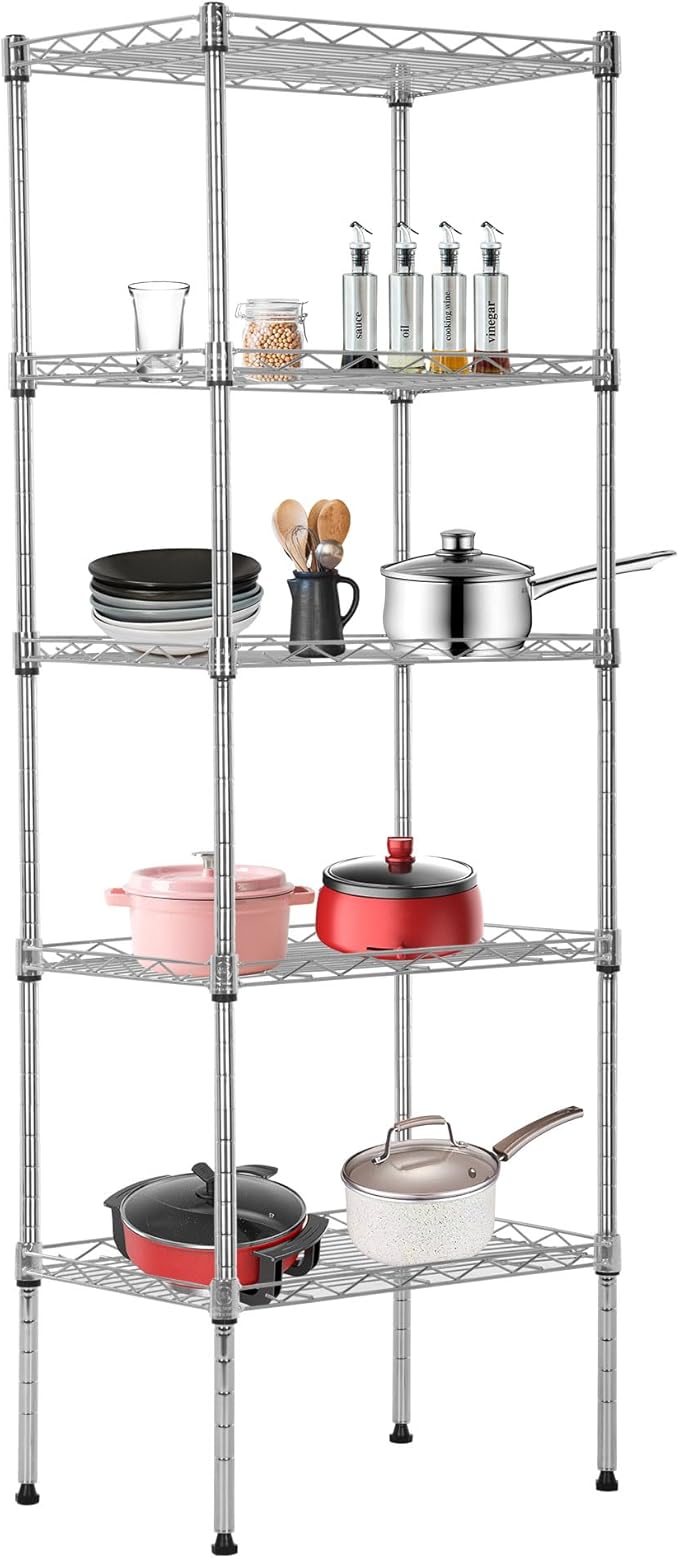 BestOffice 5 Tier Garage Shelving Heavy Duty Metal Shelves 17”D x 12”W x 48”H