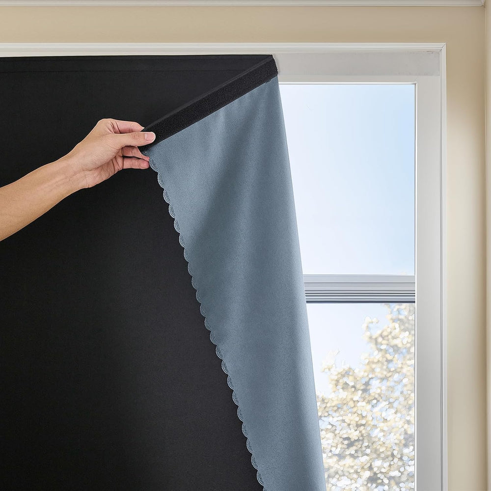 JILRON Adhesive Curtain 100% Blackout No-Drill Easy Install for Bedroom Blind...