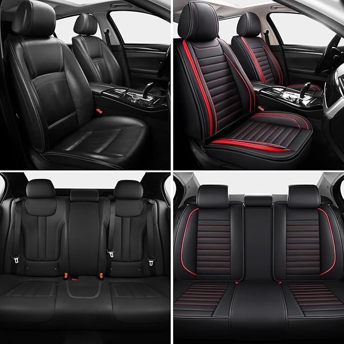 Leather Car Seat Covers Full Set, Universal Faux Leather Car Seat Covers 5 Seats