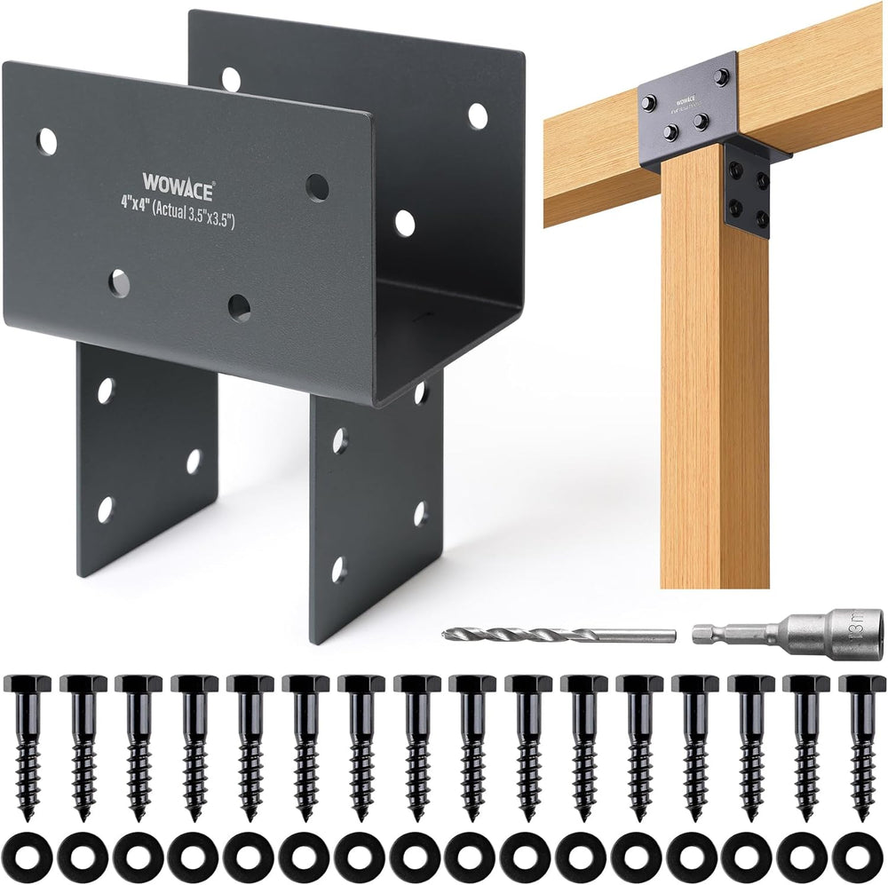 4pcs 4x4 (Actual 3.5"x3.5") Post Cap Tie Bracket, Heavy Duty Stainl...