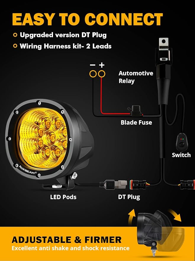 Auxbeam 4 Inch Amber Round LED Driving Light