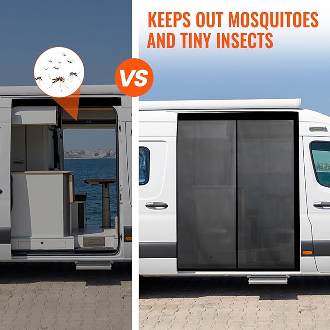 71''H x 59''W Van Bug Screen Side Door Sliding Door Window Co...