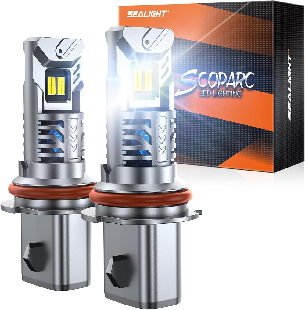 SEALIGHT 9007 Bulbs, 50000 LM HB5 Fog Light Bulbs, 1:1 Design, 6500KCool Whit...