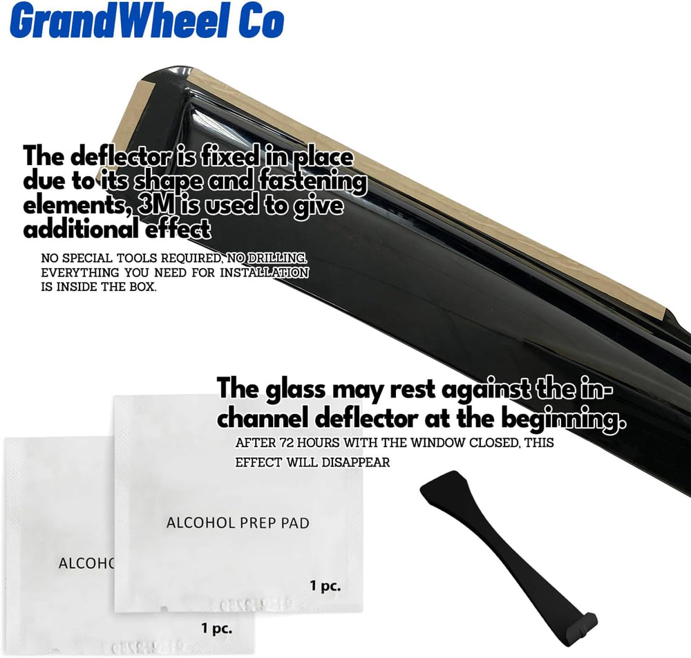 Window Deflectors Smoke Tinted In-Channel Side Window Vent Visor Deflectors R...