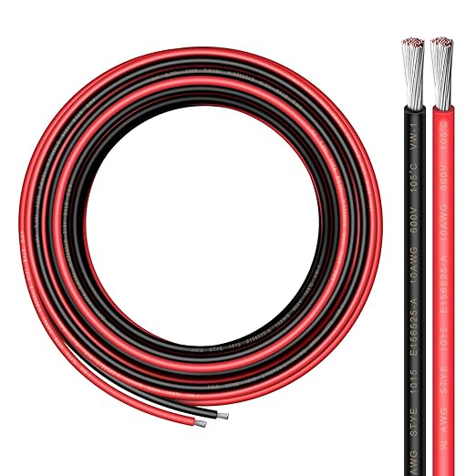 10 Gauge Wire - iGreely 100 FT Red & 100 FT Black 10 Gauge Tinned Copper