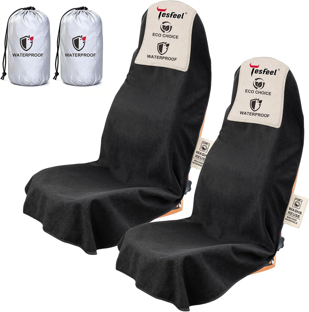 Car Seat Towel Cover, Black, Waterproof, 2 Pack
