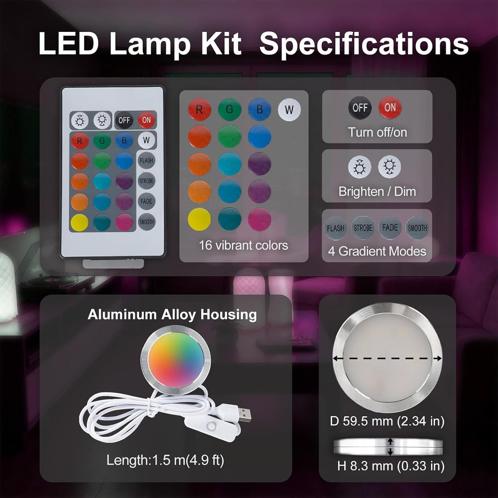 10PCS Remote Control RGB LED Lamp Kit 001 for Bambu Lab H2D/X1/P1P/A1 Multico...